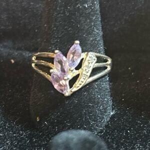 Vintage Sterling Silver Avon Marquise Amethyst ring‎ size 7
